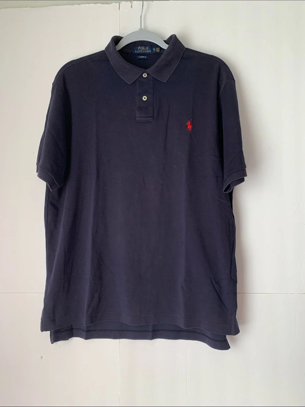 Polo by Ralph Lauren Custom Fit Navy Polo with Red Pony  Embroidery Size XL